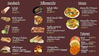 a menu for a fast food restaurant
